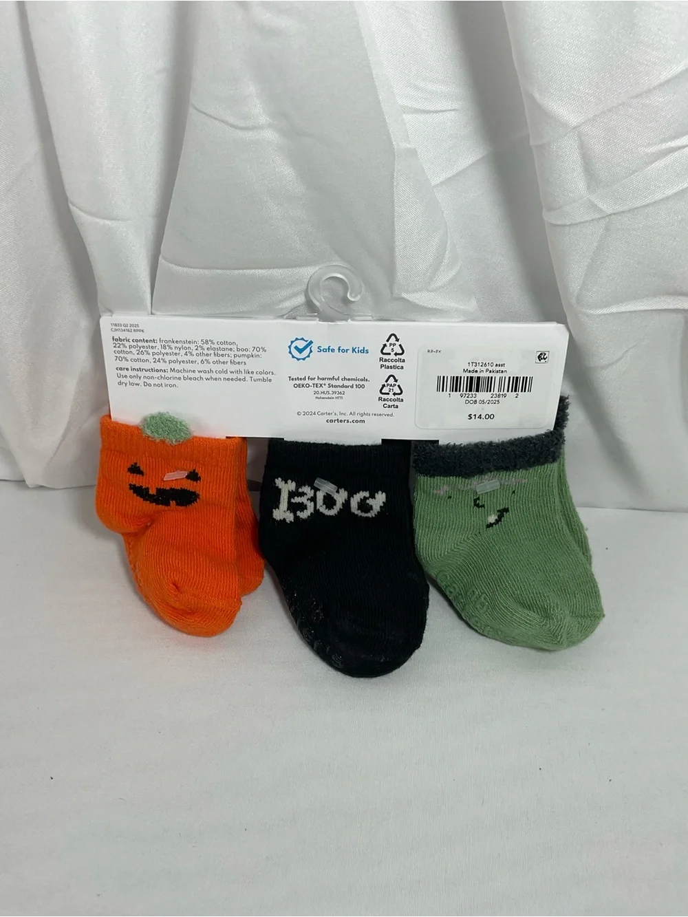 Carter's Halloween Baby Sock 3-Pack - Green, Black, Orange